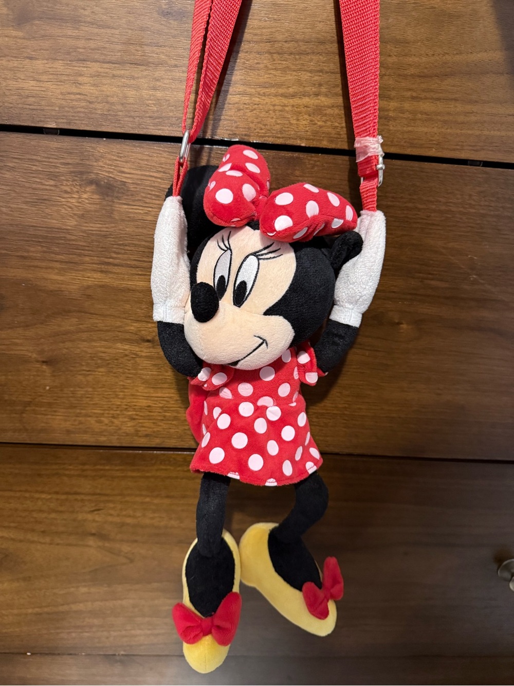 Disney Minnie Mouse Red Polka Dot Plush Crossbody Bag